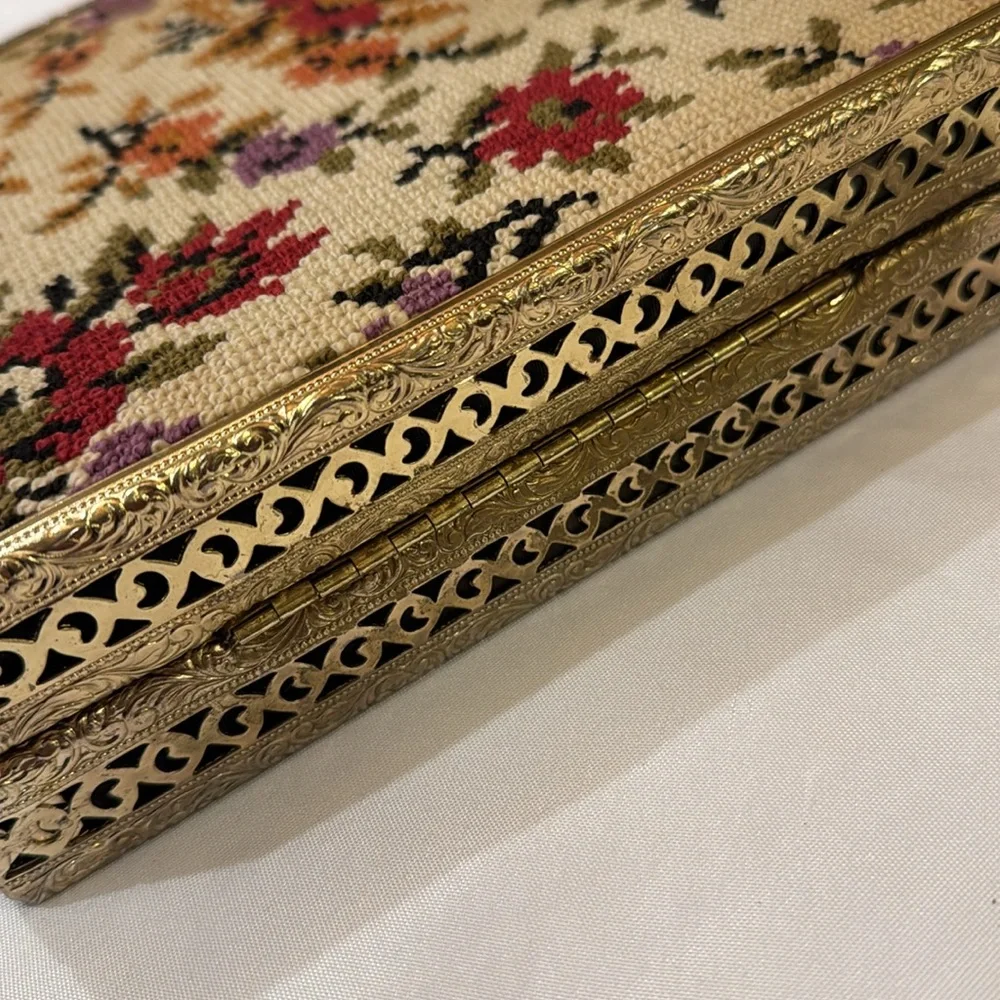 Vintage 1950’s Filigree Metal & Needlepoint Handbag Purse - Picture 17 of 17